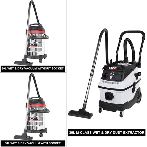 Excel 30l dust extractor wet - dust, &
